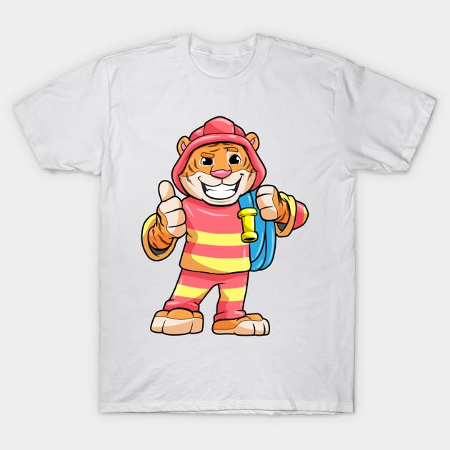 Tiger as a firefighter with a hose T-Shirt by Markus Schnabel